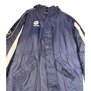 Lotto Vintage Puffer Jacket  Mens XXL Navy Quilted Parka Full Zip Winter Coat